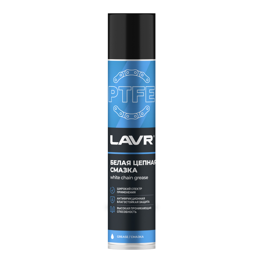 Ln1741_LVR LAVR Белая цепная смазка с PTFE  400 мл (аэрозоль)