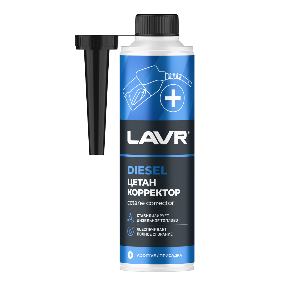 Ln2112_LVR LAVR Цетан Плюс присадка в дизельное топливо (на 40-60 л) с насадкой Cetane Plus 310мл