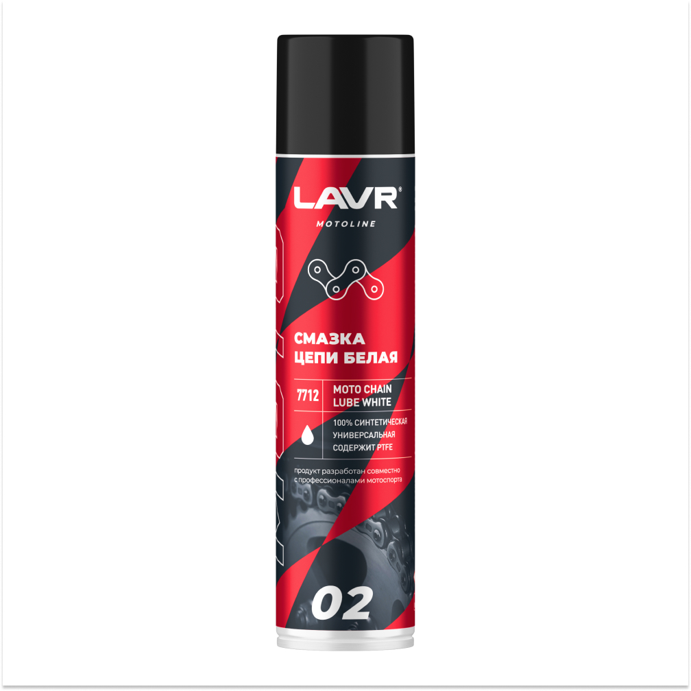Ln7712_LVR LAVR MOTO Смазка цепи Белая, 400 мл