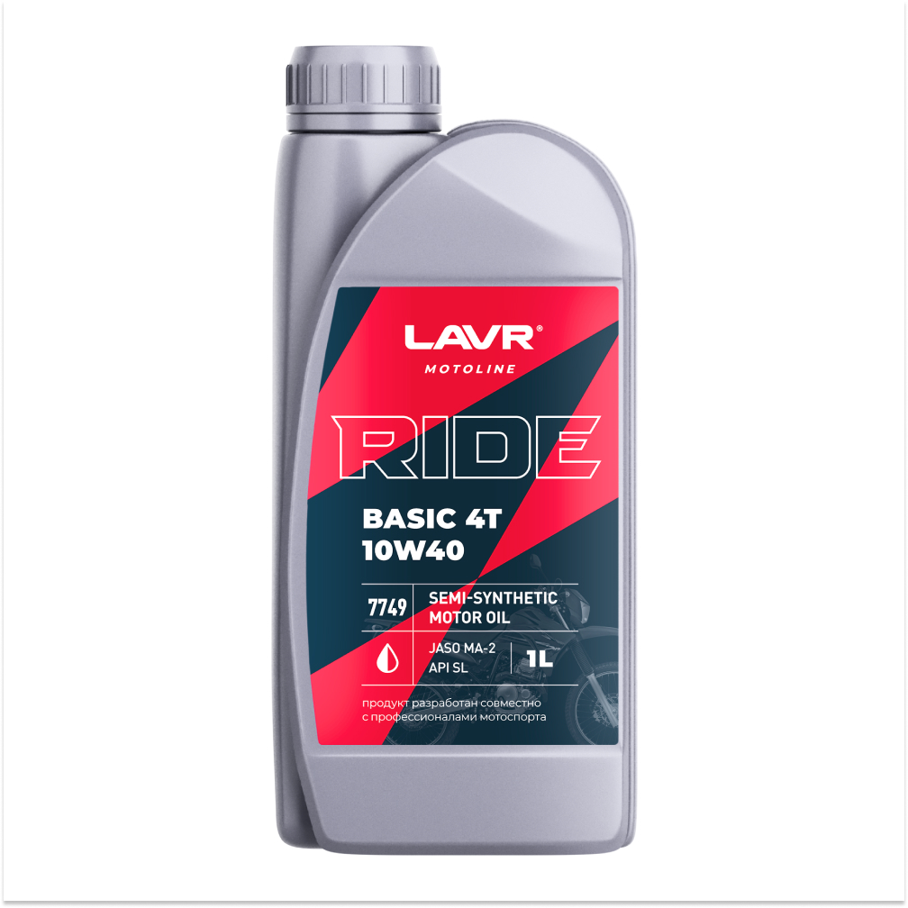Ln7749_LVR LAVR MOTO Моторное масло RIDE BASIC 4T 10W40 SL, 1 л