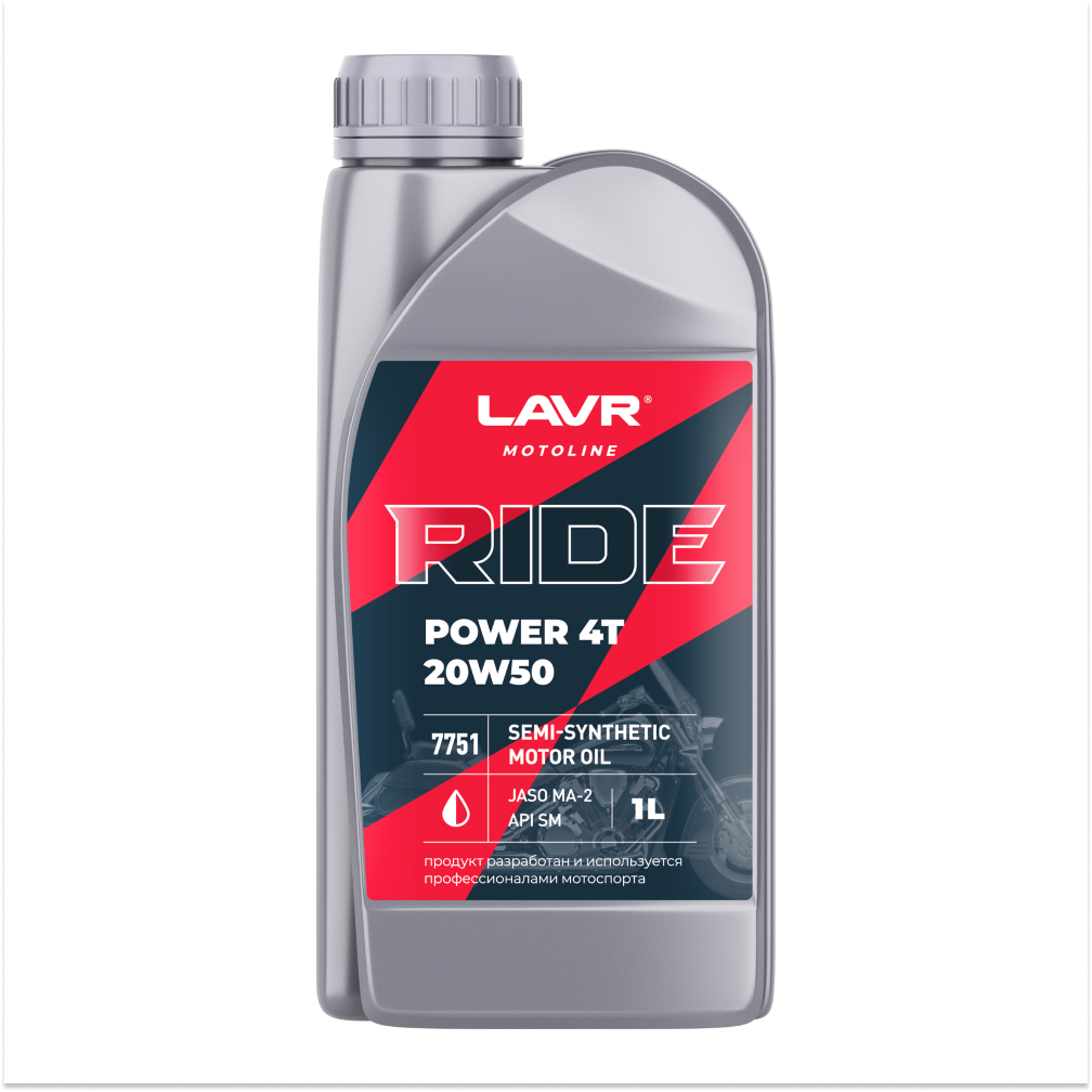 Ln7751_LVR LAVR MOTO Моторное масло RIDE POWER 4T 20W50 SM, 1 л