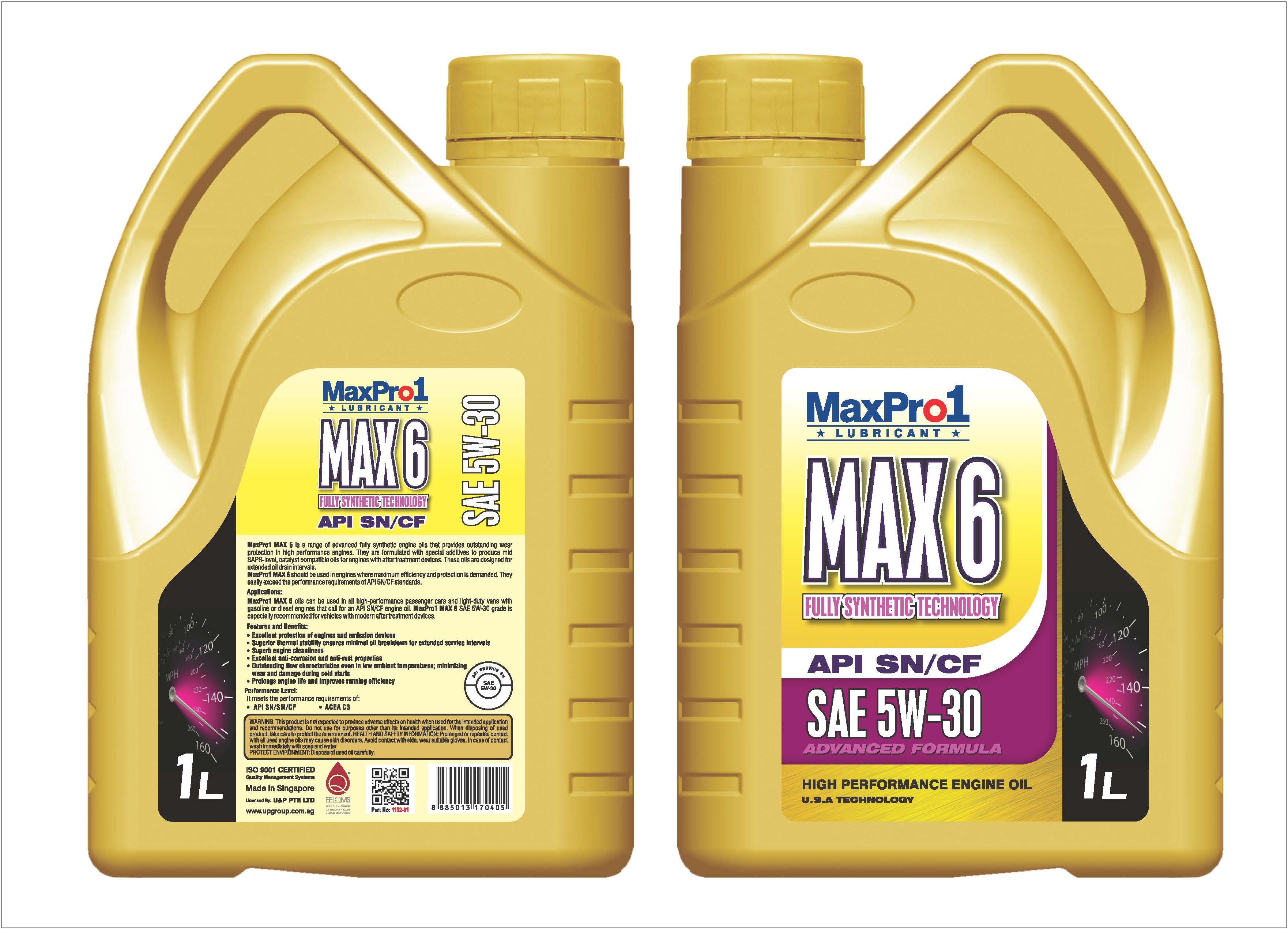 115201_MP MaxPro1 Моторное масло MAX 6 SAE 5W30 (API: SN/CF), 1L