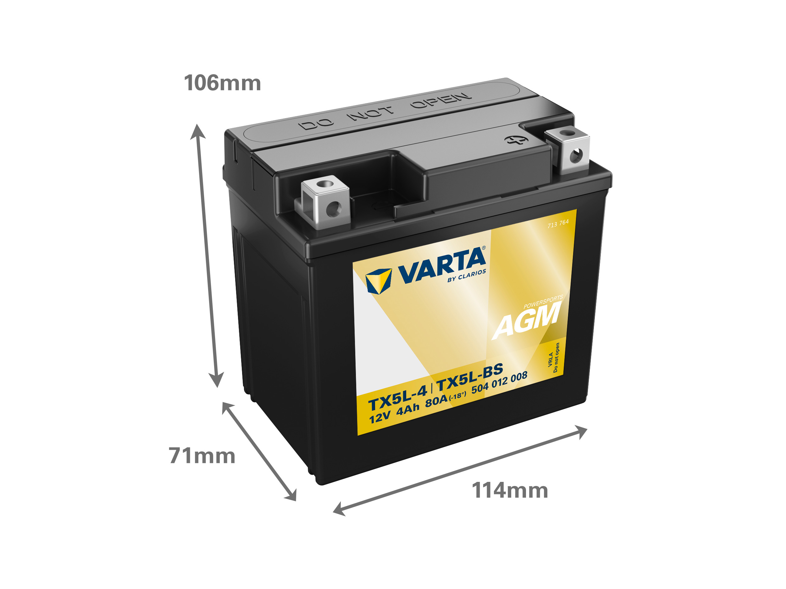 504012008 VARTA Аккумулятор 4Ah  504012   "-  +"  114x71x106