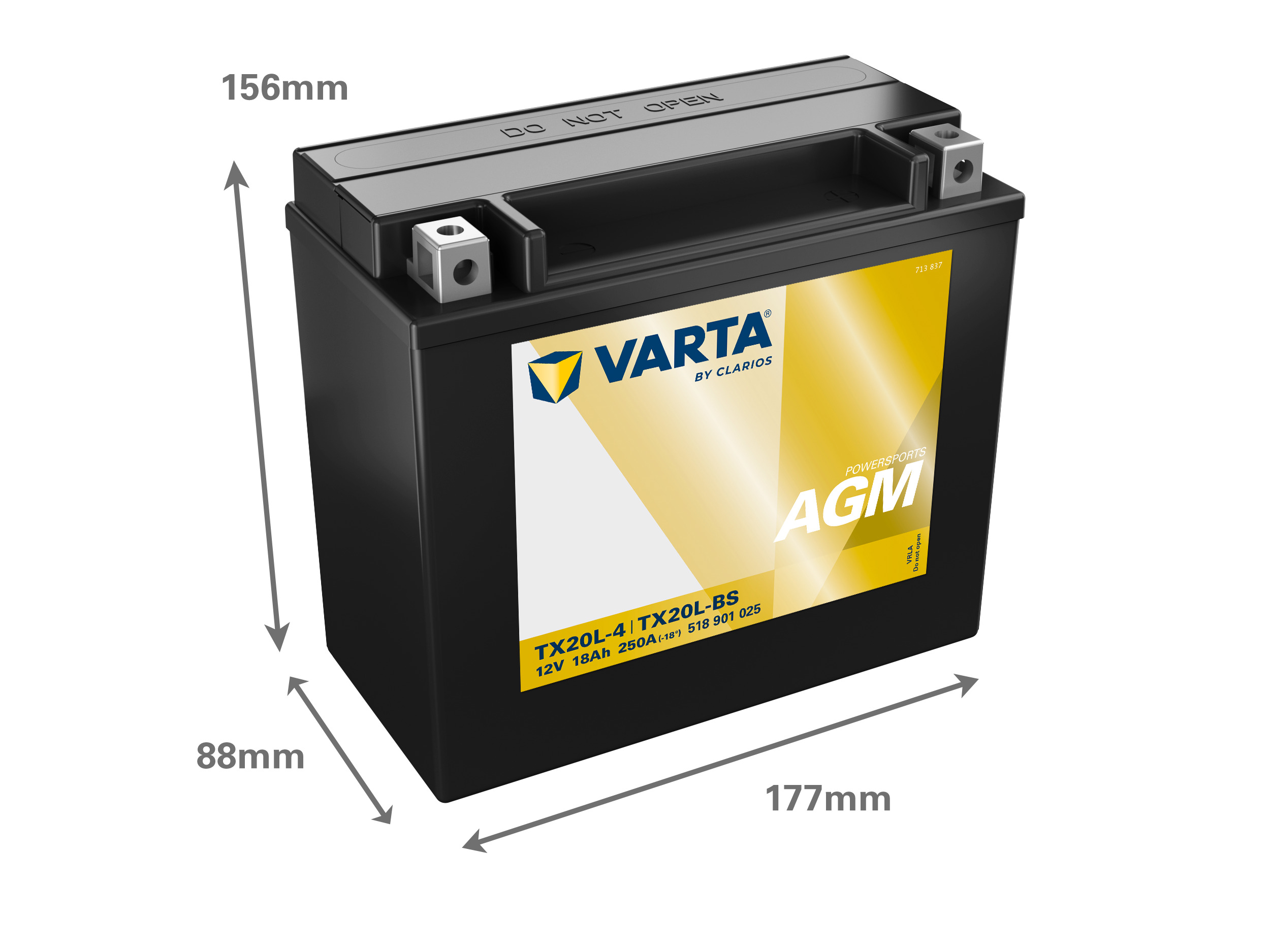 518901025 VARTA Аккумулятор 18Ah  518901   "-  +"  177x88x156