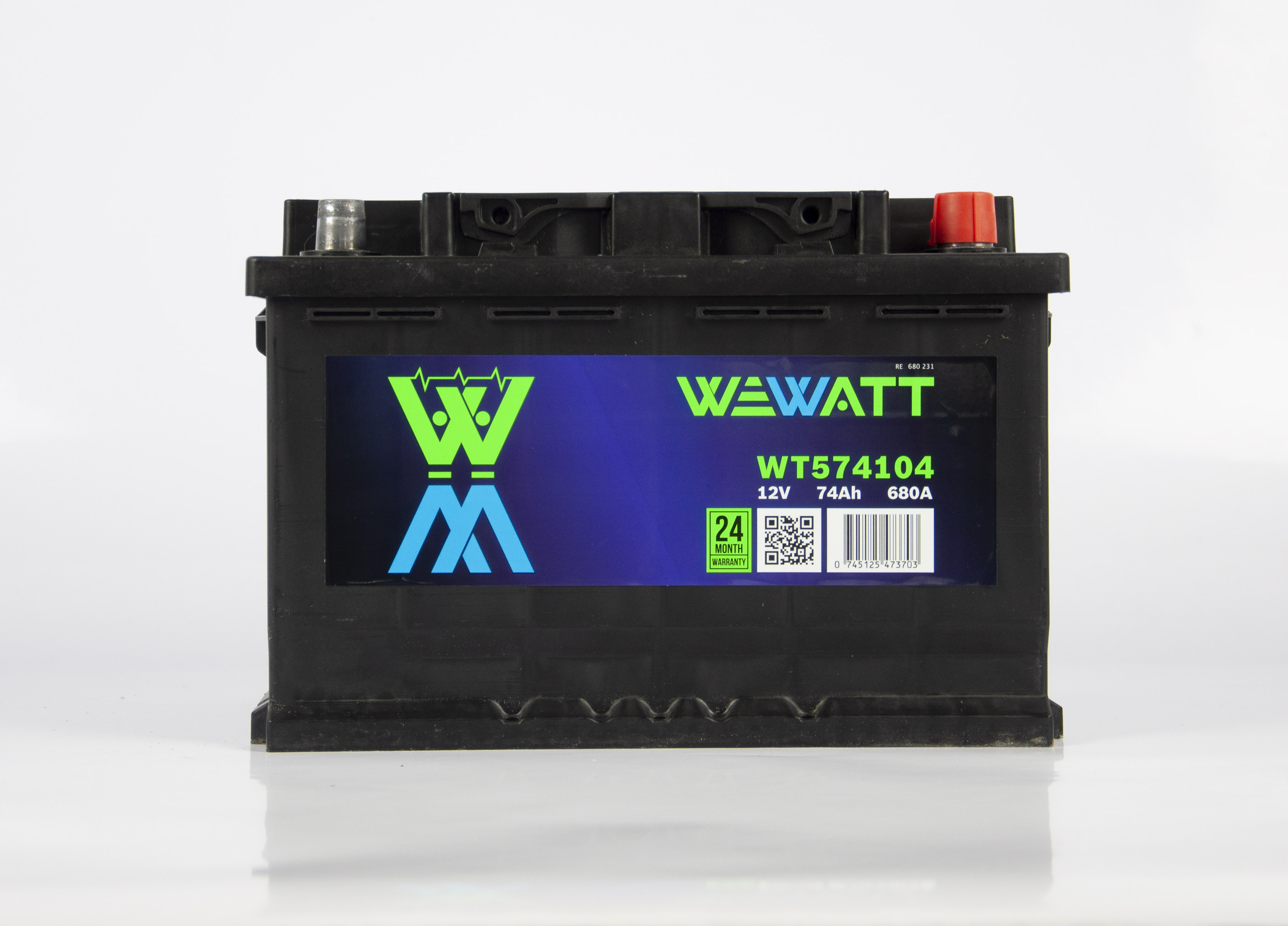 WT574104 WEWATT Аккумулятор 74Ah  574104   "-  +"  278x175x190
